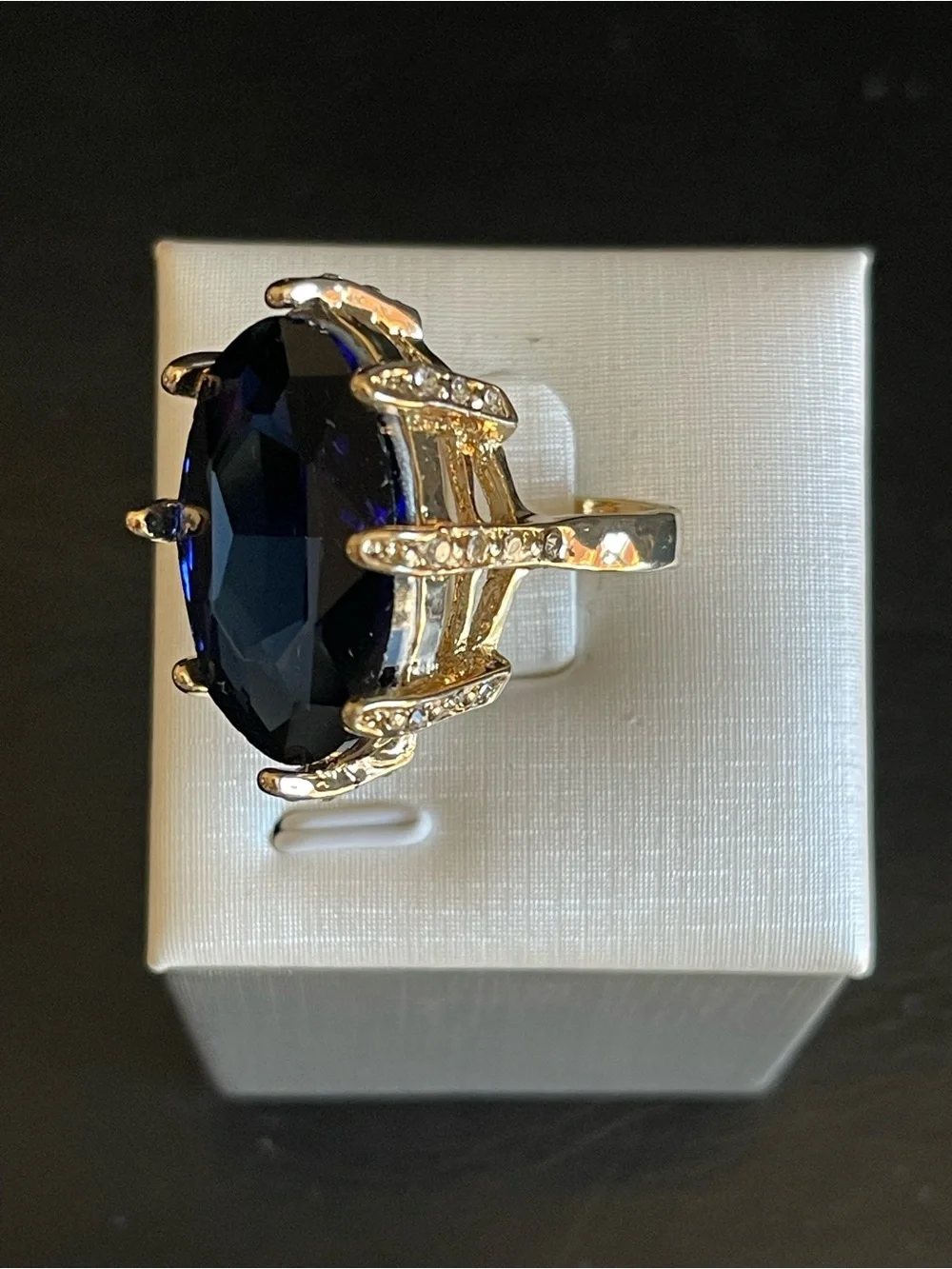 Deep Blue Oval Statement Ring.